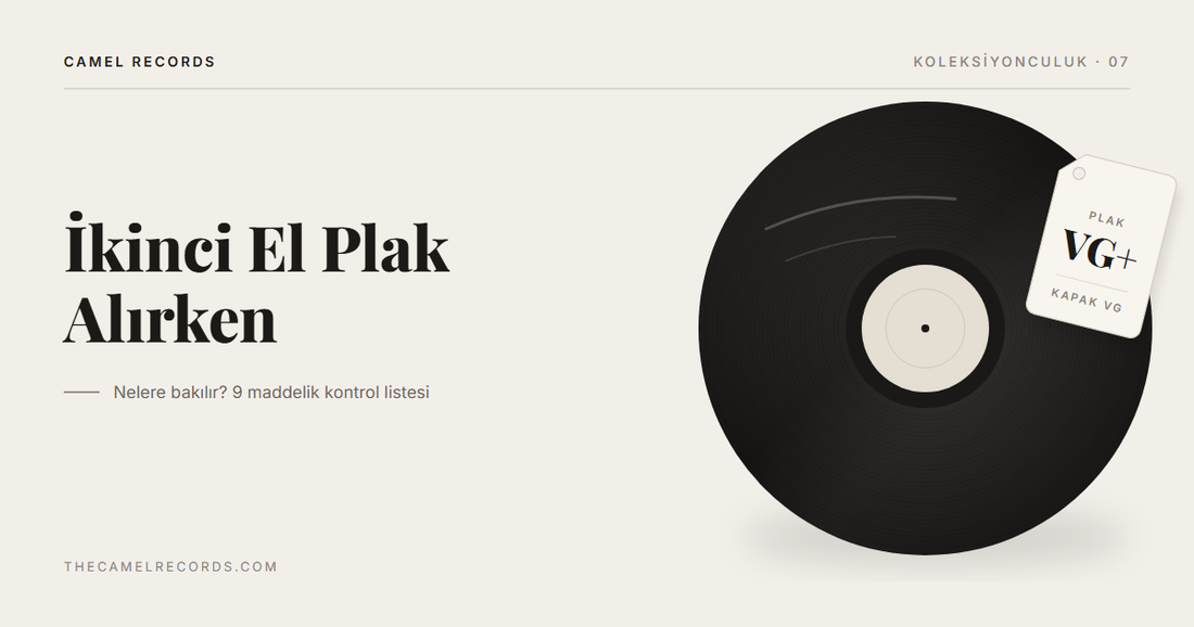 VG+ kondisyon etiketi asılı vinil plak: ikinci el plak alırken kontrol listesi