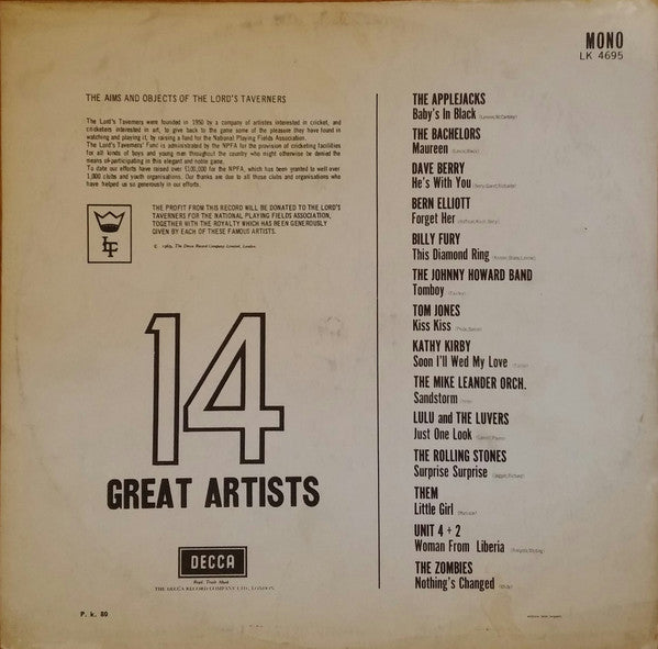 Various : 14 Great Artists (LP, Comp, Mono)