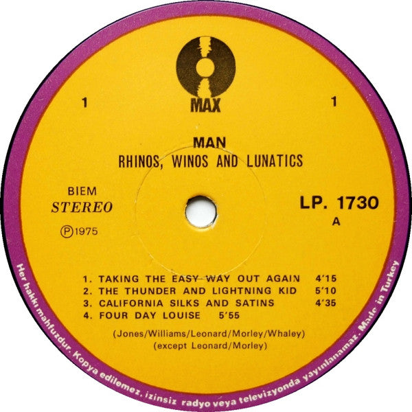Man : Rhinos, Winos, And Lunatics (LP, Album)