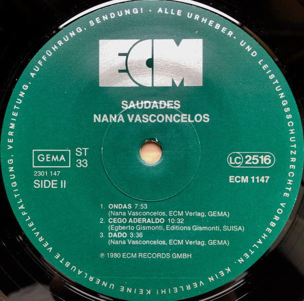 Naná Vasconcelos : Saudades (LP, Album)