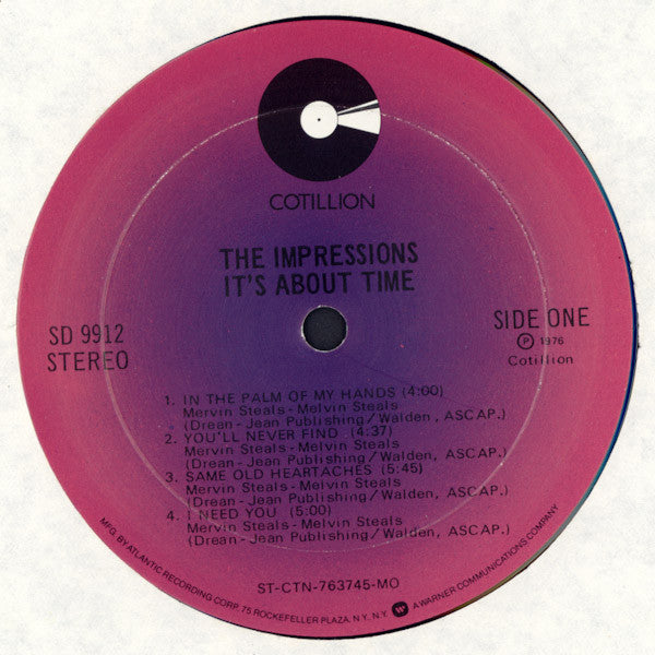 The Impressions : It's About Time (LP, Album, MO)