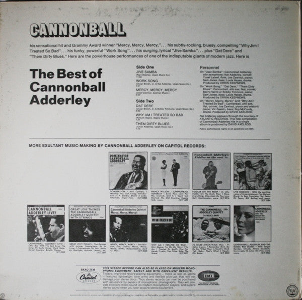 The Cannonball Adderley Quintet : The Best Of Cannonball Adderley (LP, Comp, RP, Gre)