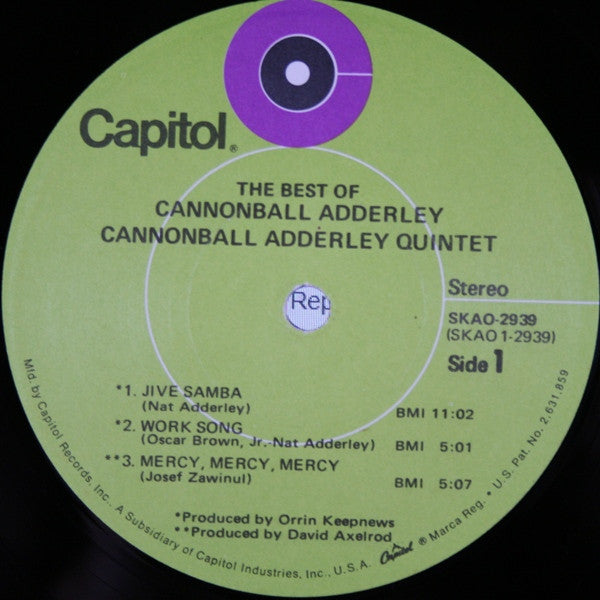 The Cannonball Adderley Quintet : The Best Of Cannonball Adderley (LP, Comp, RP, Gre)