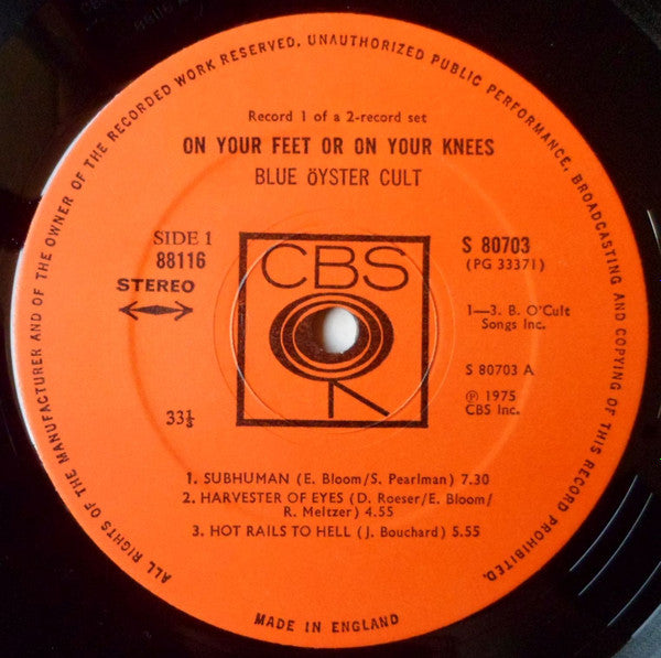Blue Öyster Cult : On Your Feet Or On Your Knees (2xLP, Album)