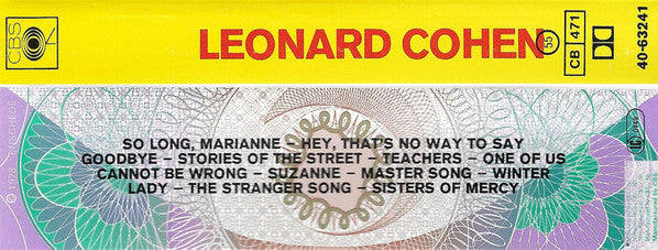 Leonard Cohen : Songs Of Leonard Cohen (Cass, Album)