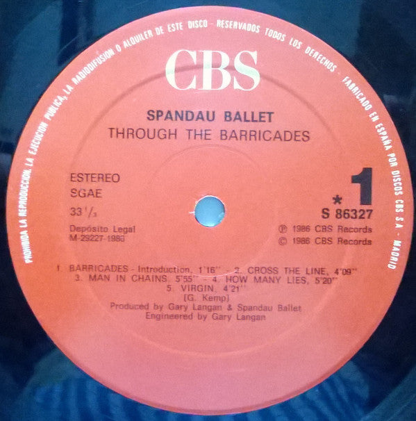 Spandau Ballet : Through The Barricades (LP, Album)