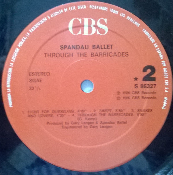 Spandau Ballet : Through The Barricades (LP, Album)