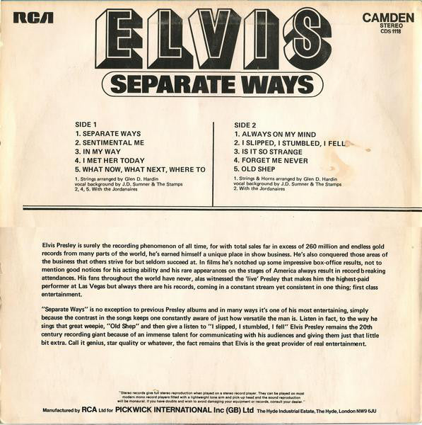 Elvis Presley : Separate Ways (LP, Comp)