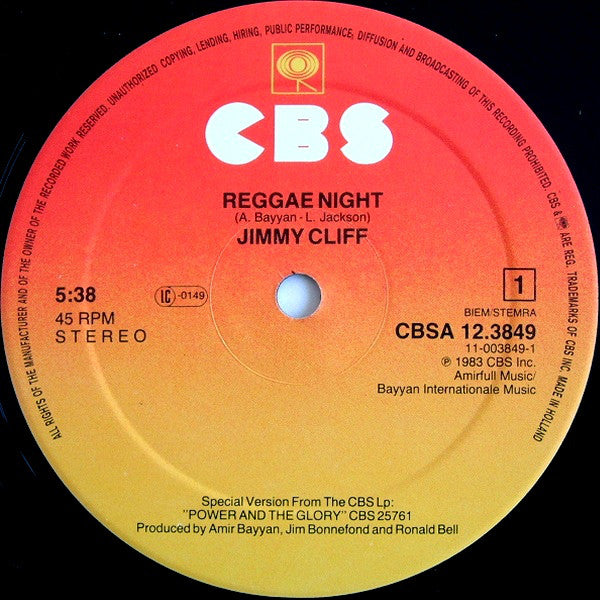 Jimmy Cliff : Reggae Night (12", Maxi)