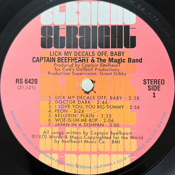 Captain Beefheart & The Magic Band : Lick My Decals Off, Baby (LP, Album, Ltd, RE, RP, 180)