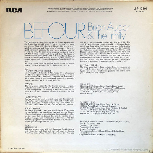 Brian Auger & The Trinity : Befour (LP, Album)