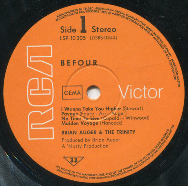 Brian Auger & The Trinity : Befour (LP, Album)