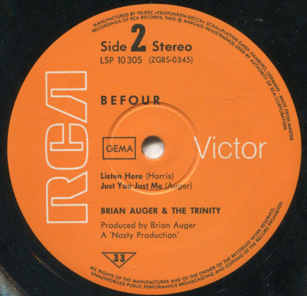 Brian Auger & The Trinity : Befour (LP, Album)