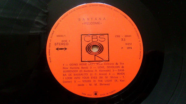 Santana : Welcome (LP, Album, CSM)