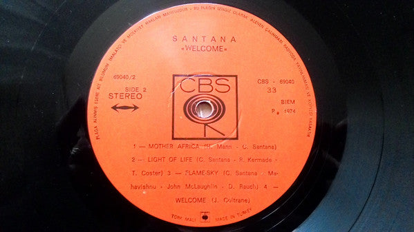 Santana : Welcome (LP, Album, CSM)