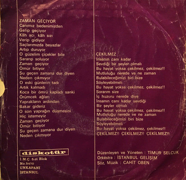 Cahit Oben : Zaman Geçiyor / Çekilmez (7", Single)