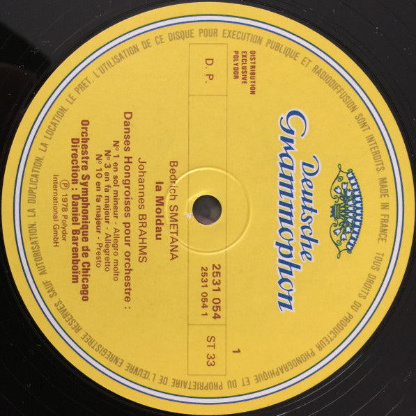 Bedřich Smetana / Johannes Brahms / Franz Liszt / Antonín Dvořák - Chicago Symphony Orchestra, Daniel Barenboim : La Moldau / Danses Hongroises / Les Préludes / Danses Slaves (LP, Gat)