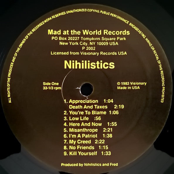 Nihilistics : Nihilistics (LP, Album, RE)