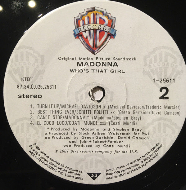 Madonna : Who's That Girl (Original Motion Picture Soundtrack) (LP, Album)