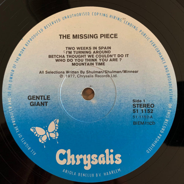 Gentle Giant : The Missing Piece (LP, Album, RP)