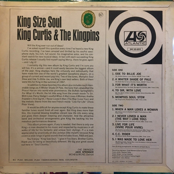 King Curtis & The Kingpins : King Size Soul (LP)