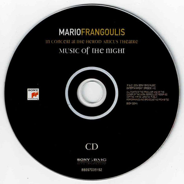 Mario Frangoulis : Music Of The Night (CD, Album + DVD-V, PAL)