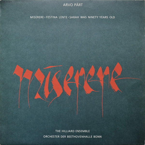 Arvo Pärt - The Hilliard Ensemble, Orchester Der Beethovenhalle Bonn : Miserere (LP, Album)