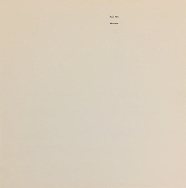 Arvo Pärt - The Hilliard Ensemble, Orchester Der Beethovenhalle Bonn : Miserere (LP, Album)