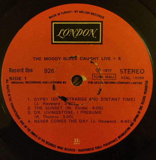 The Moody Blues : Caught Live +5 (2xLP, Album, Gat)
