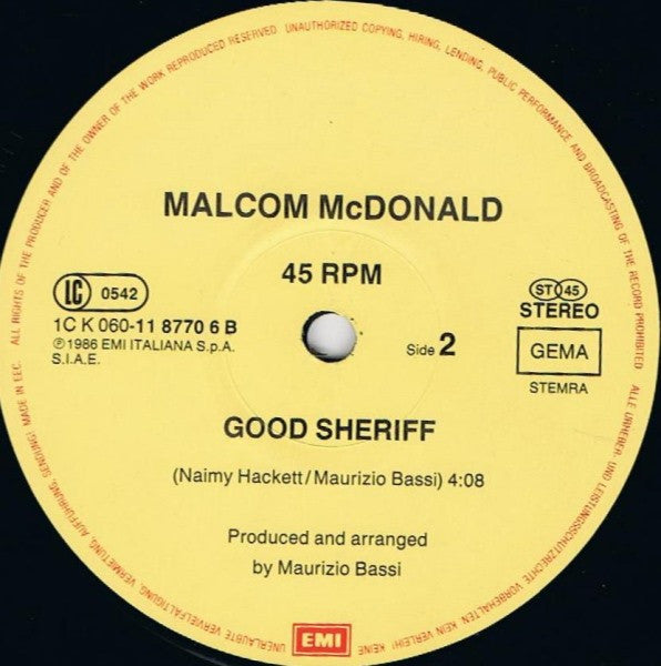 Malcolm McDonald (2) : I Shot The Sheriff (12", Maxi)