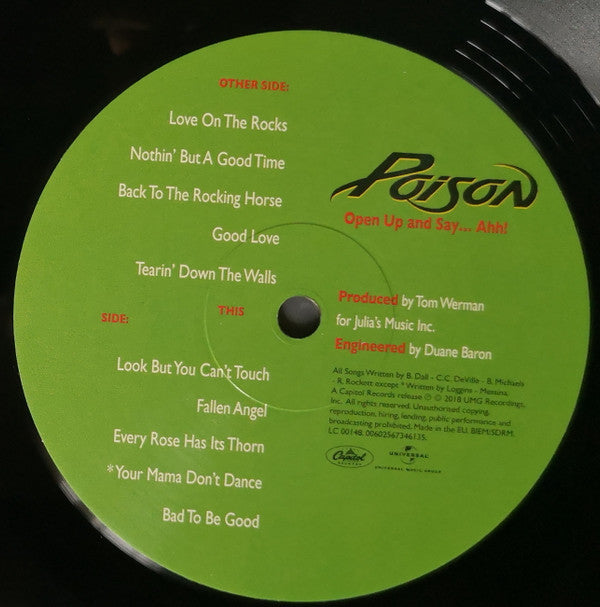 Poison (3) : Open Up and Say...Ahh! (LP, Album, RE)