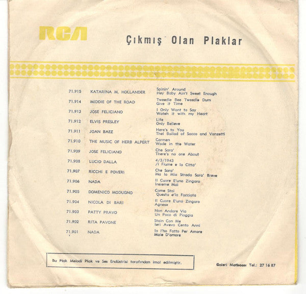 Perry Como : Yesterday I Heard The Rain / My Days Of Loving You (7", Single)