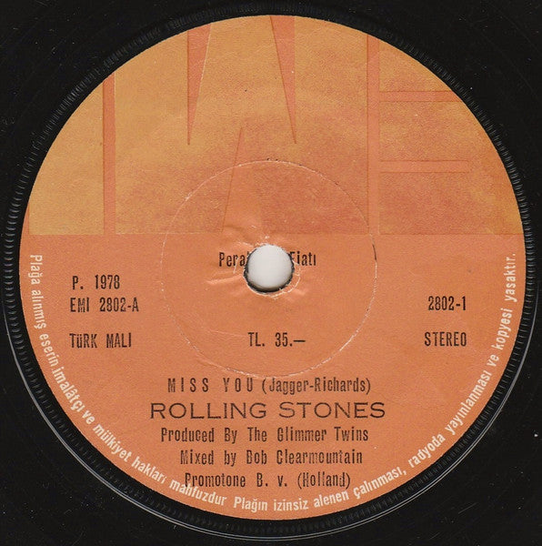 The Rolling Stones : Miss You (7", Single)