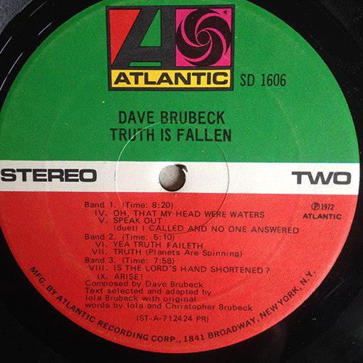 Dave Brubeck : Truth Is Fallen (LP, Album)