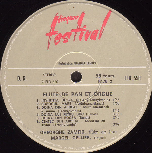 Gheorghe Zamfir Et Marcel Cellier : Improvisations Flûte De Pan Et Orgue (LP, Album, Gat)
