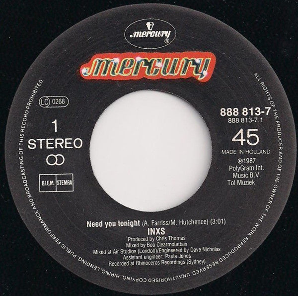 INXS : Need You Tonight (7", Single)