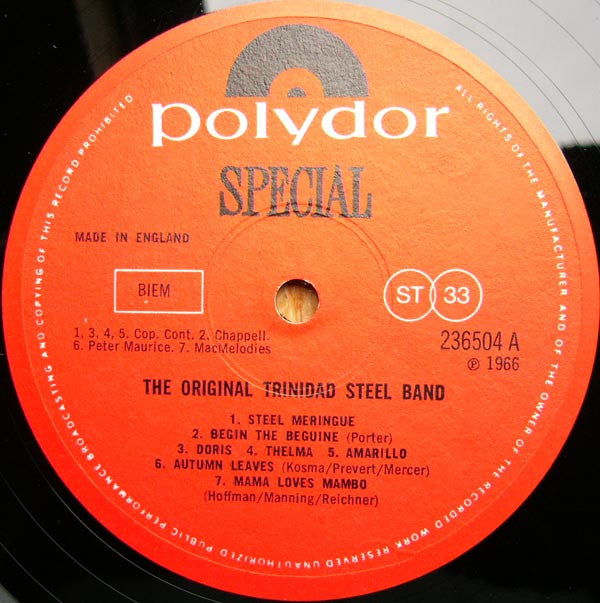 The Original Trinidad Steel Band : The Original Trinidad Steel Band (LP, Album)