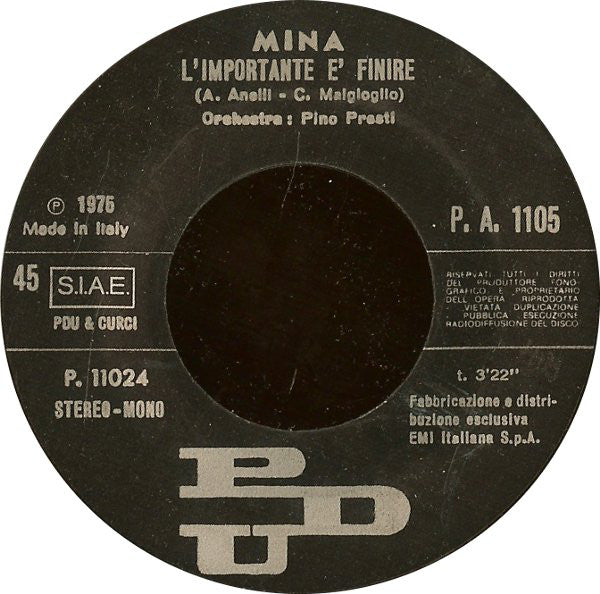Mina (3) : L'Importante È Finire (7", Single)