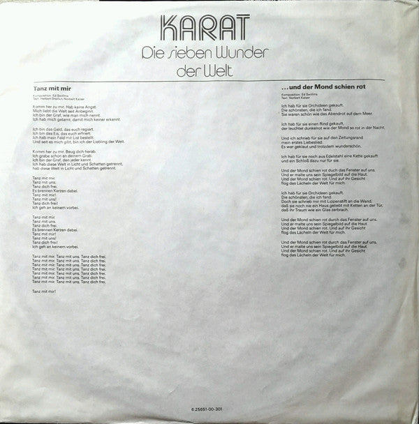 Karat : Die Sieben Wunder Der Welt (LP, Album, DMM)