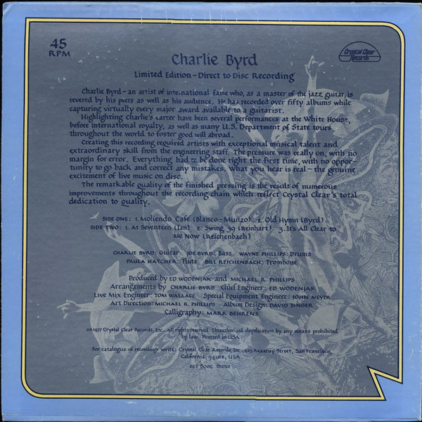 Charlie Byrd : Direct Disc Recording (12", Album, Ltd, Dir)