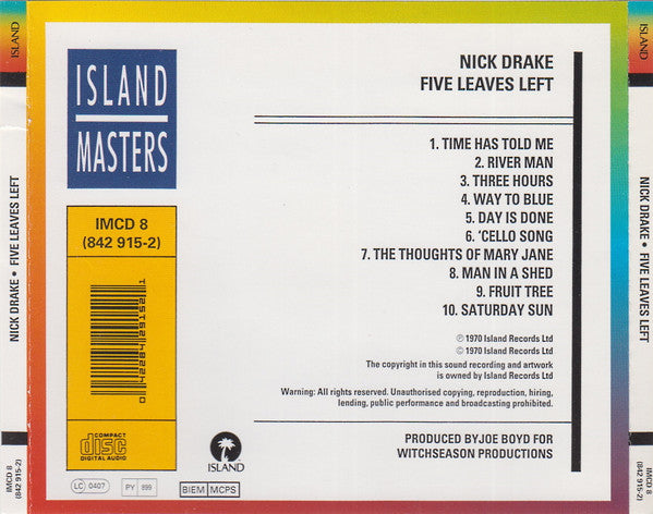 Nick Drake : Five Leaves Left (CD, Album, RE, RP)