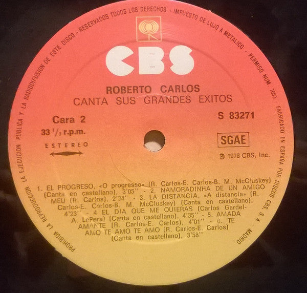 Roberto Carlos : Canta Sus Grandes Exitos (LP, Comp)