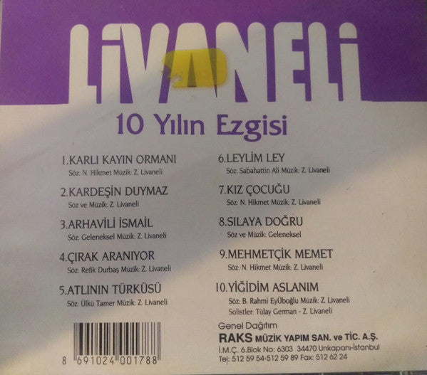 Zülfü Livaneli : 10 Yılın Ezgisi (CD, Comp)