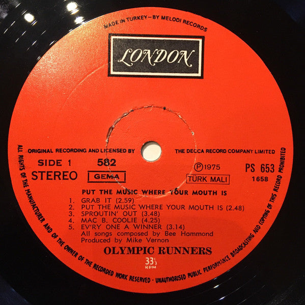 Olympic Runners : Put The Music Where Your Mouth Is (LP, Album)