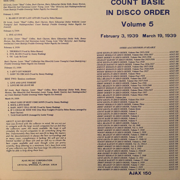 Count Basie : In Disco Order, Volume 5 (LP, Comp)
