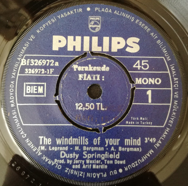 Dusty Springfield : The Windmills Of Your Mind (7", Single, Mono)