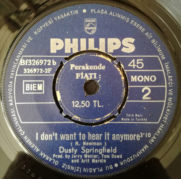 Dusty Springfield : The Windmills Of Your Mind (7", Single, Mono)