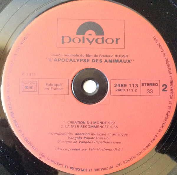 Evangelos Papathanassiou : L'Apocalypse Des Animaux (LP, Album, RE)