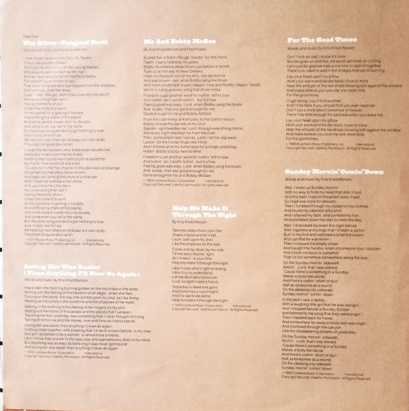 Kris Kristofferson : Songs Of Kristofferson (LP, Album, Comp)