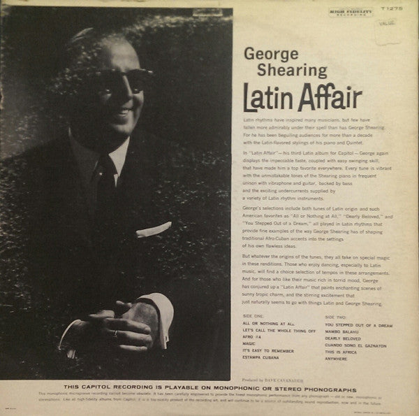 The George Shearing Quintet : Latin Affair (LP, Album, Mono, Scr)